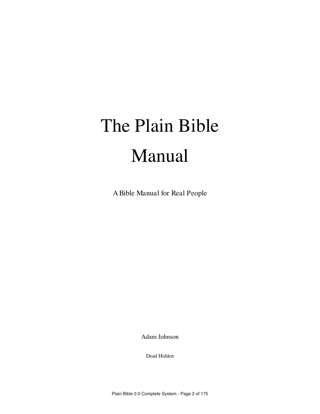 The Plain Bible Manual 2.0 cover